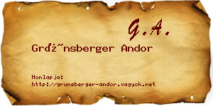 Grünsberger Andor névjegykártya